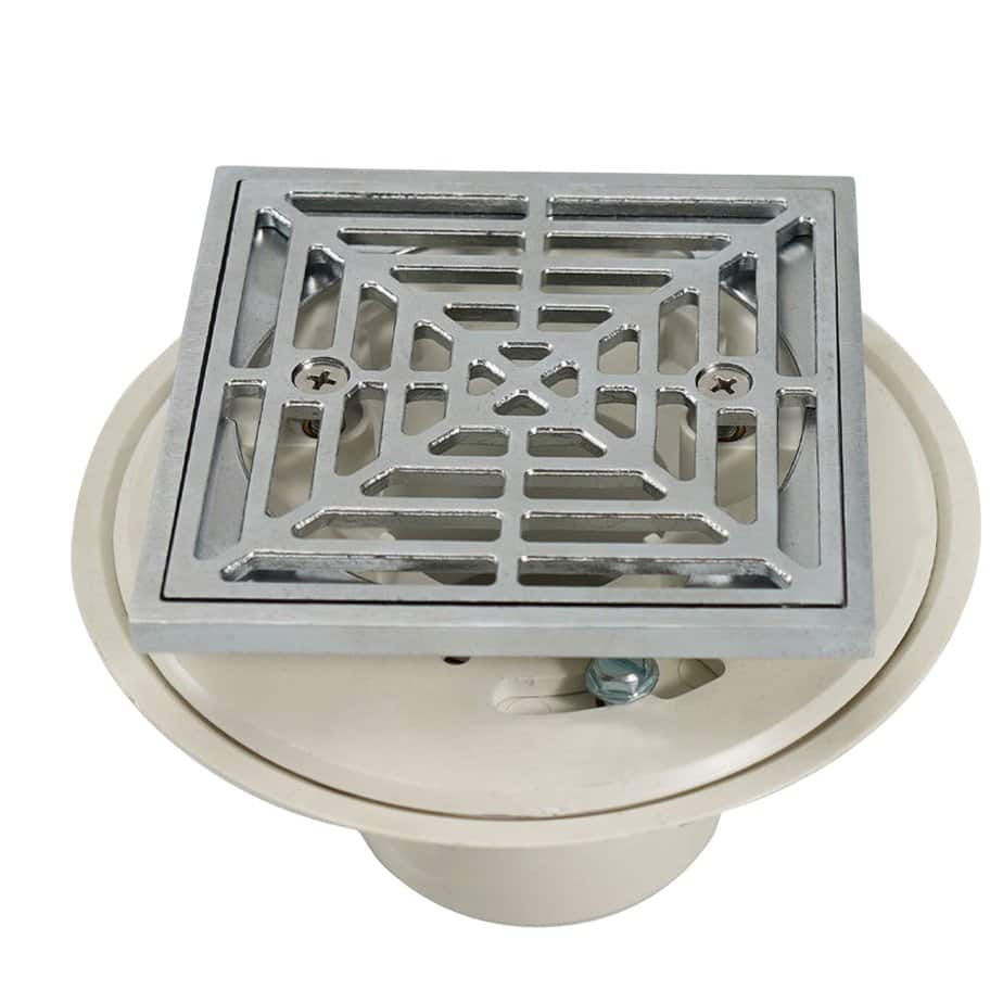 adjustable white pvc shower drain with chrome plated 0899f